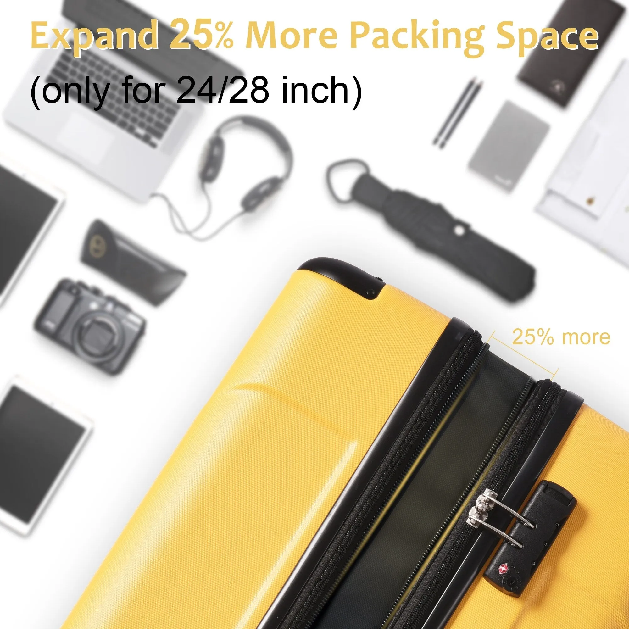 Lightweight and Expandable 28" Suitcases with Universal Wheels, 2 Piece Luggage Sets with TSA Combination LOCK (20"/28")