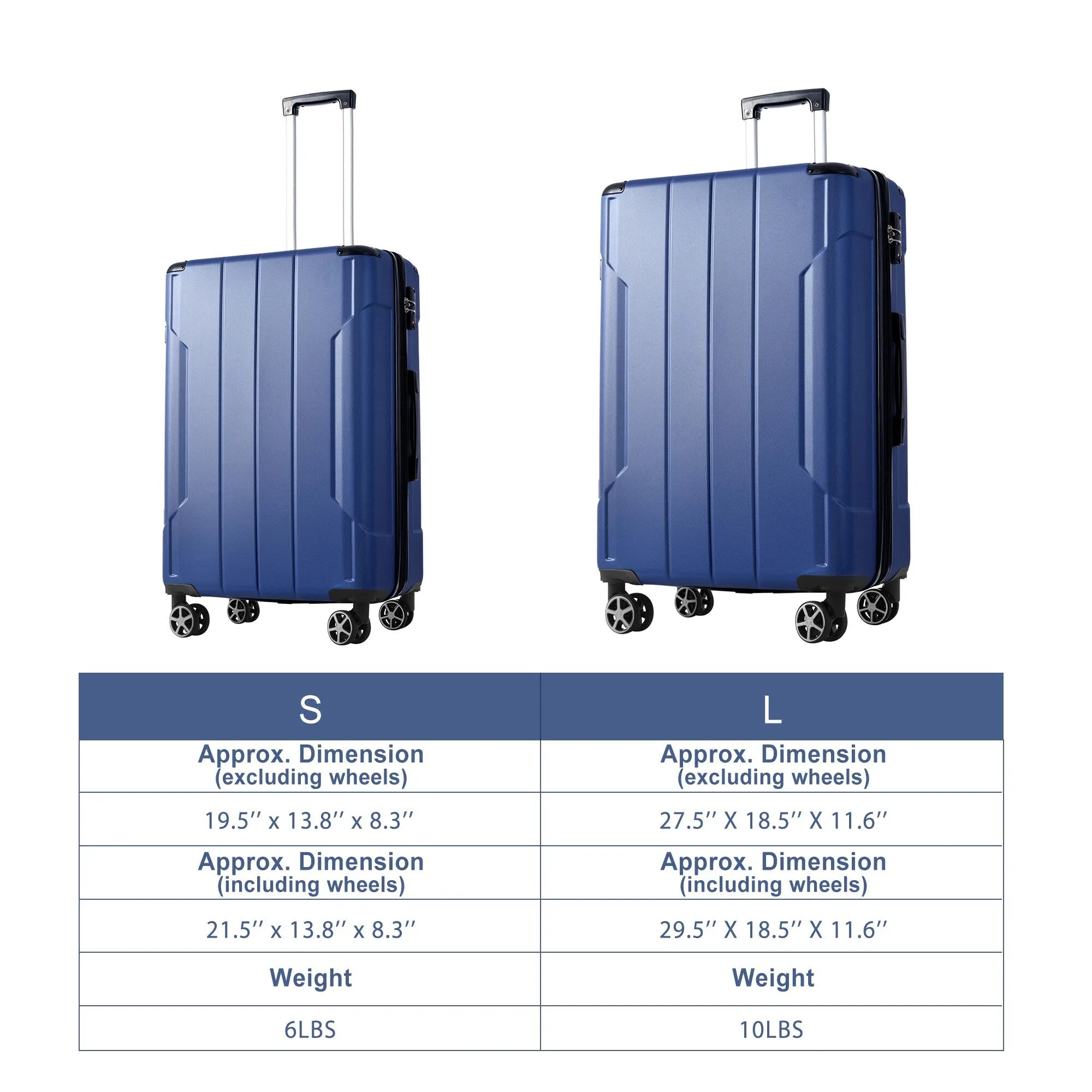 Lightweight and Expandable 28" Suitcases with Universal Wheels, 2 Piece Luggage Sets with TSA Combination LOCK (20"/28")