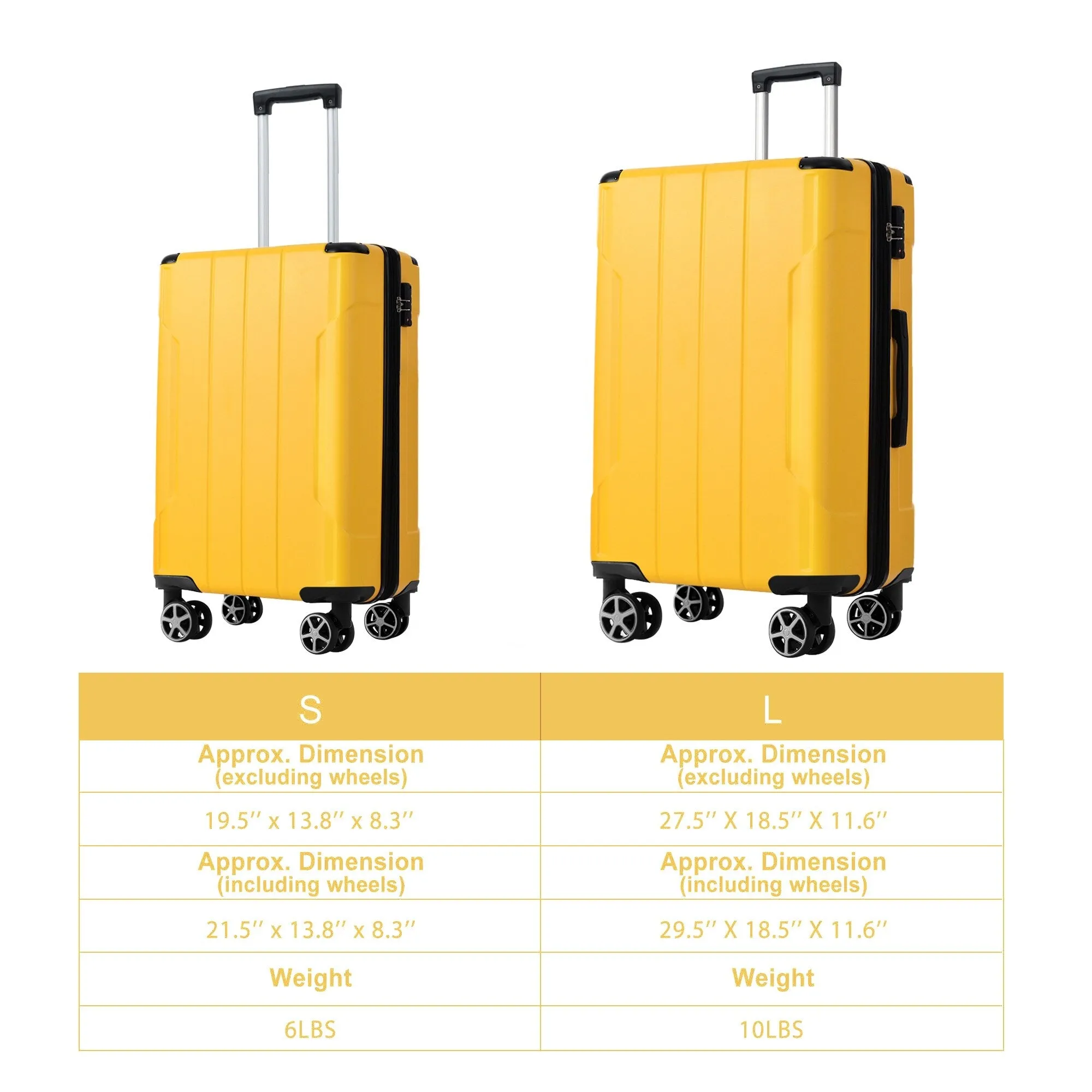 Lightweight and Expandable 28" Suitcases with Universal Wheels, 2 Piece Luggage Sets with TSA Combination LOCK (20"/28")