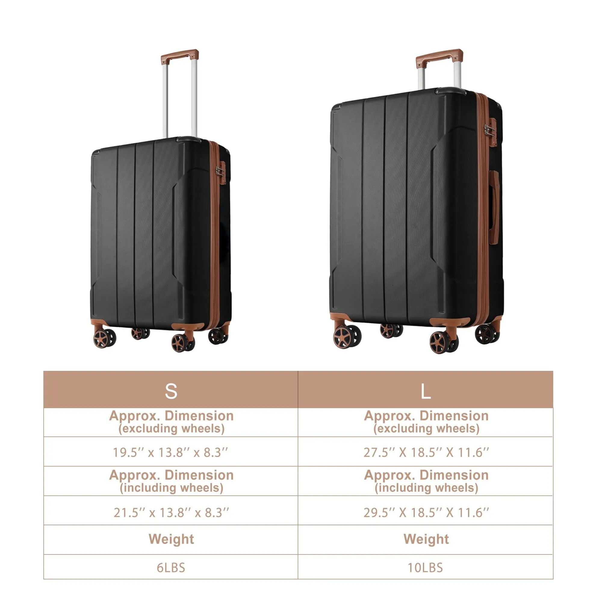 Lightweight and Expandable 28" Suitcases with Universal Wheels, 2 Piece Luggage Sets with TSA Combination LOCK (20"/28")