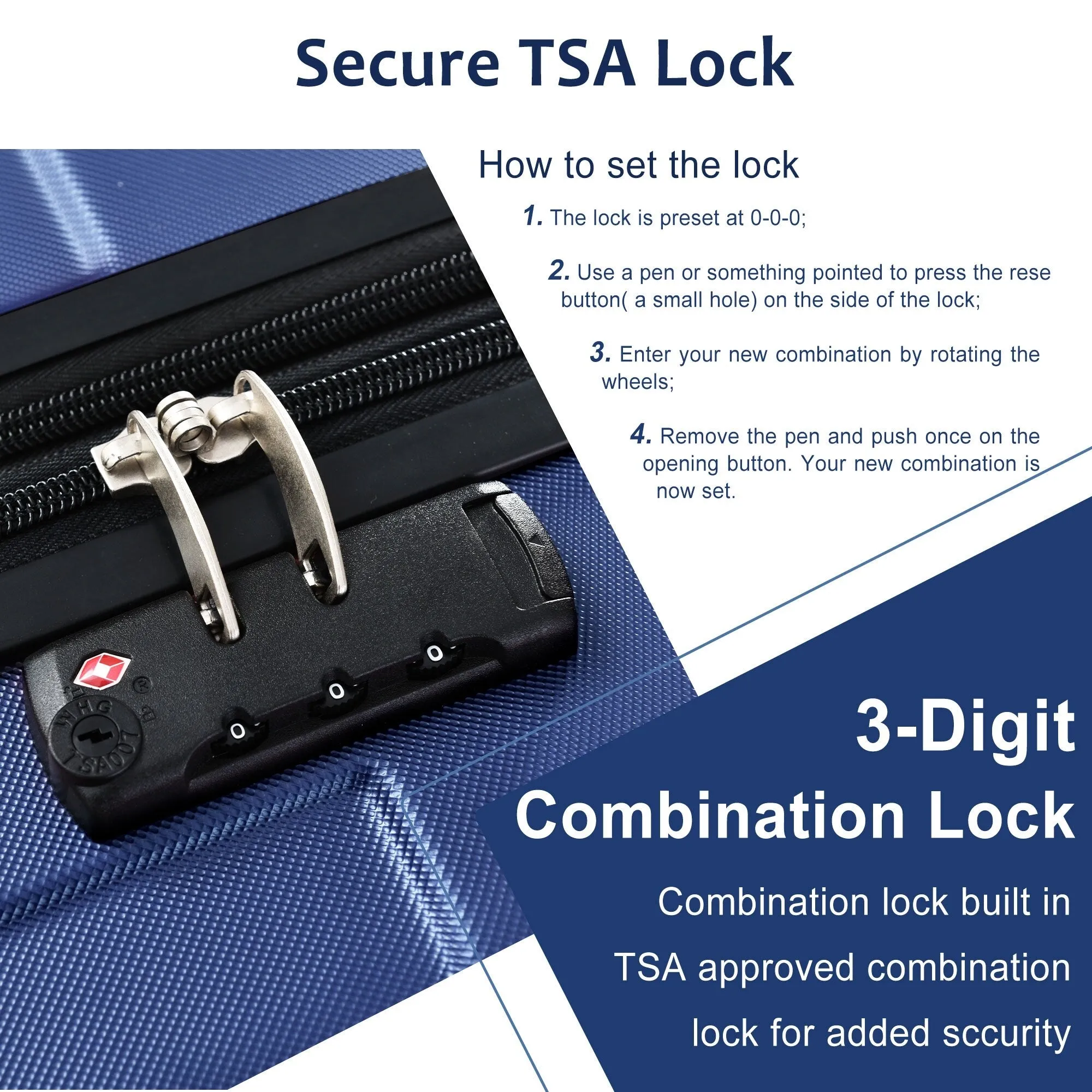 Lightweight and Expandable 28" Suitcases with Universal Wheels, 2 Piece Luggage Sets with TSA Combination LOCK (20"/28")