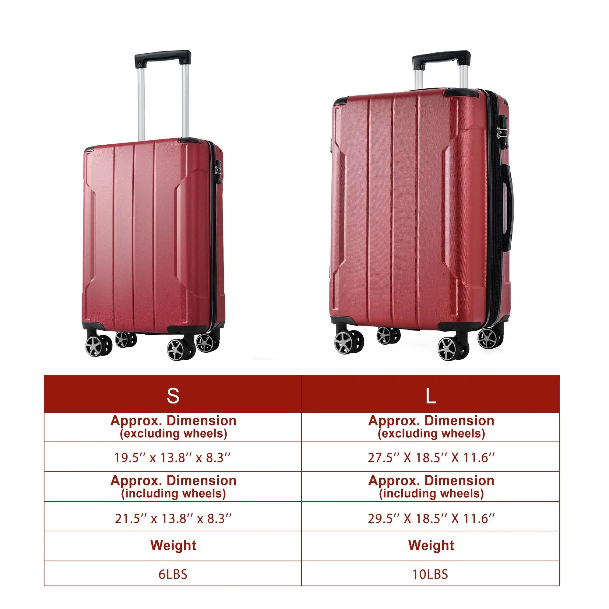 Lightweight and Expandable 28" Suitcases with Universal Wheels, 2 Piece Luggage Sets with TSA Combination LOCK (20"/28")
