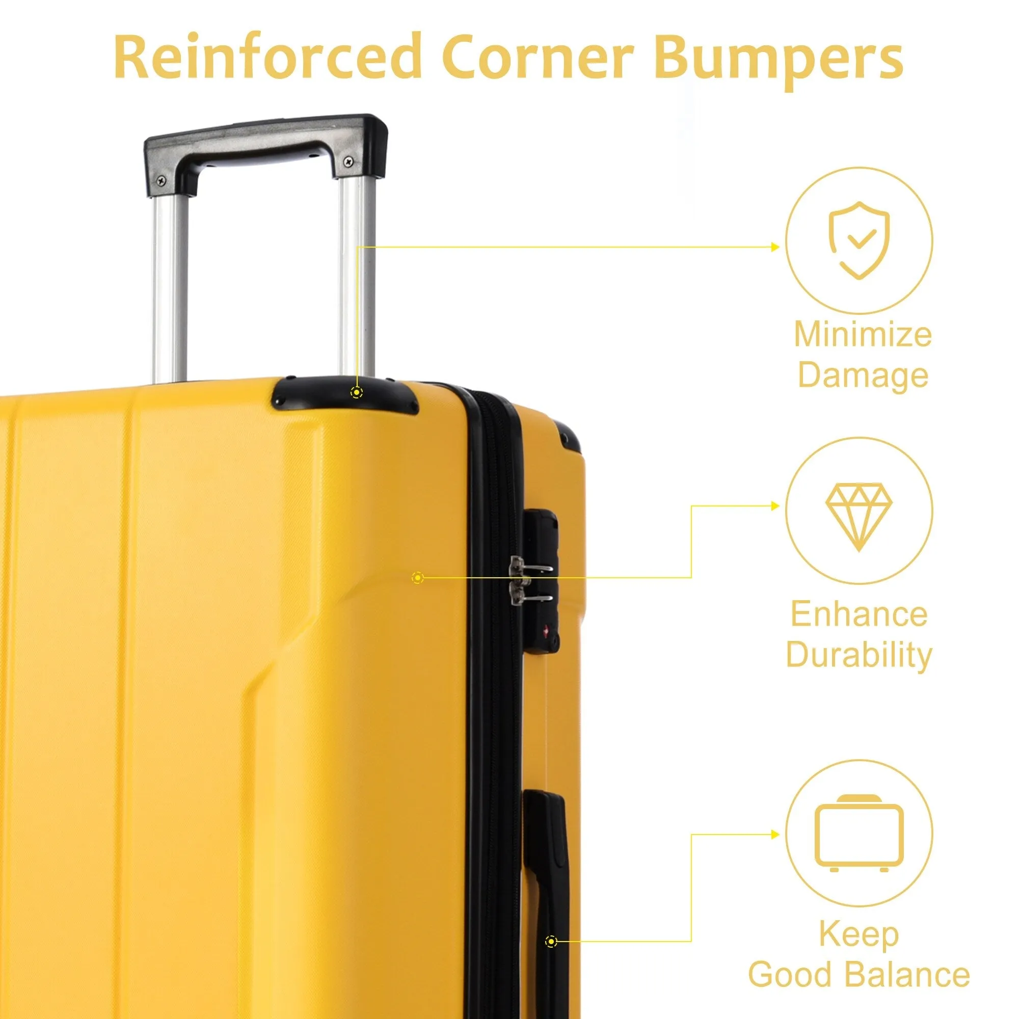 Lightweight and Expandable 28" Suitcases with Universal Wheels, 2 Piece Luggage Sets with TSA Combination LOCK (20"/28")