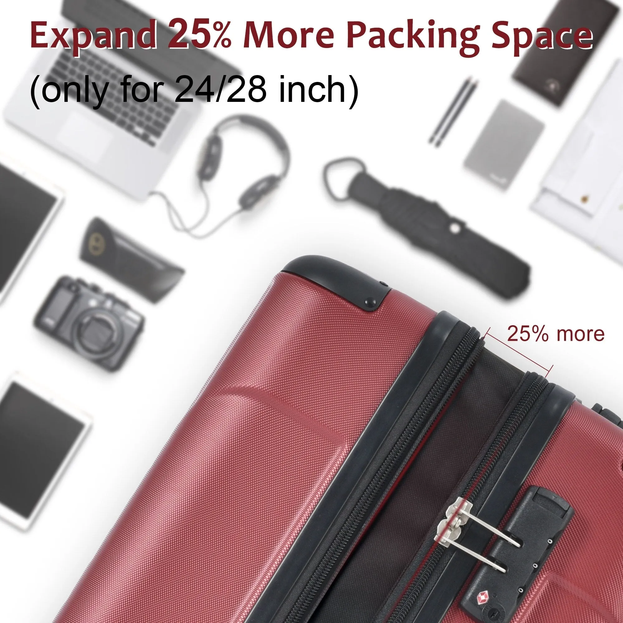 Lightweight and Expandable 28" Suitcases with Universal Wheels, 2 Piece Luggage Sets with TSA Combination LOCK (20"/28")
