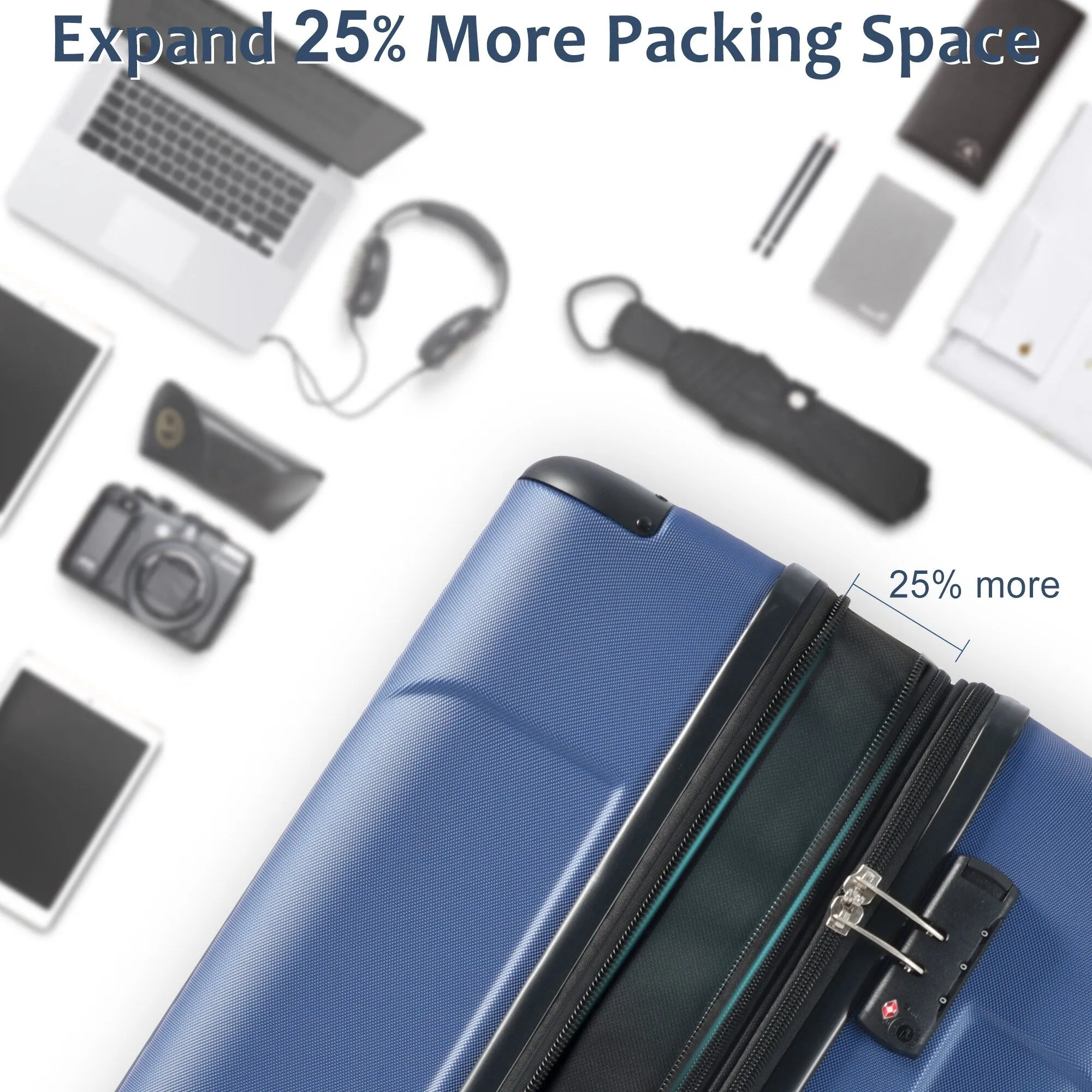 Lightweight and Expandable 28" Suitcases with Universal Wheels, 2 Piece Luggage Sets with TSA Combination LOCK (20"/28")