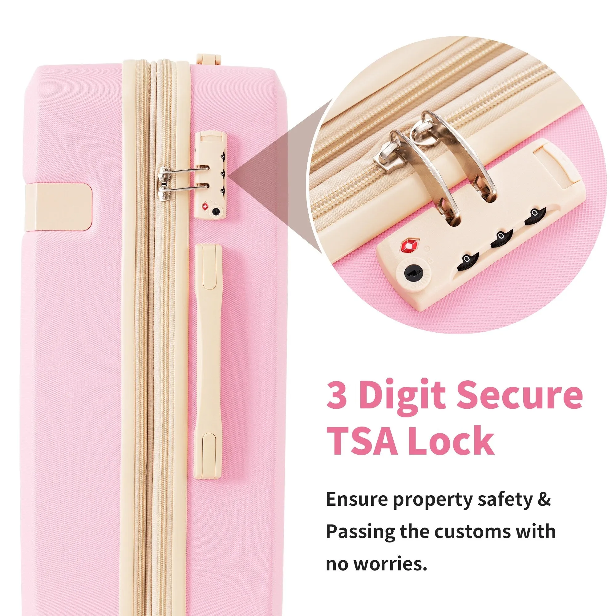 Lightweight Suitcase with Compression Packing Cubes and Spinner Wheels, 4 Piece Expandable Luggage Set with TSA Lock