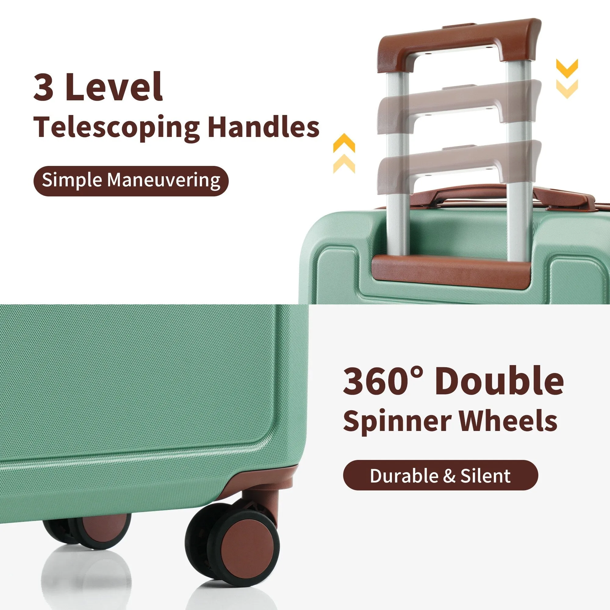 Lightweight Suitcase with Compression Packing Cubes and Spinner Wheels, 4 Piece Expandable Luggage Set with TSA Lock