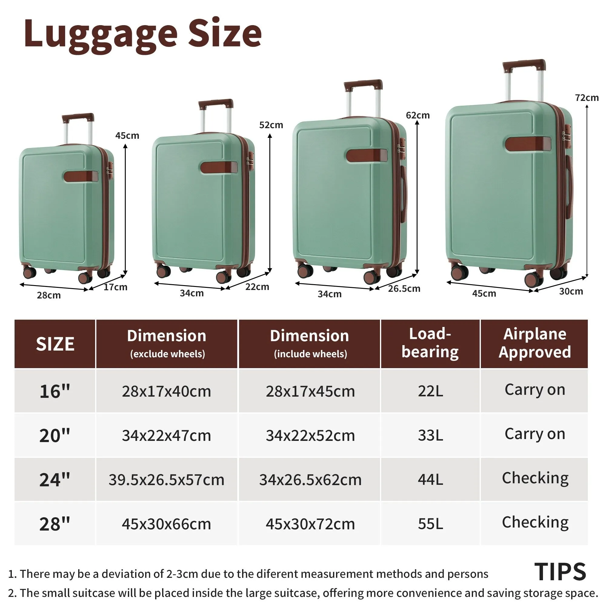 Lightweight Suitcase with Compression Packing Cubes and Spinner Wheels, 4 Piece Expandable Luggage Set with TSA Lock