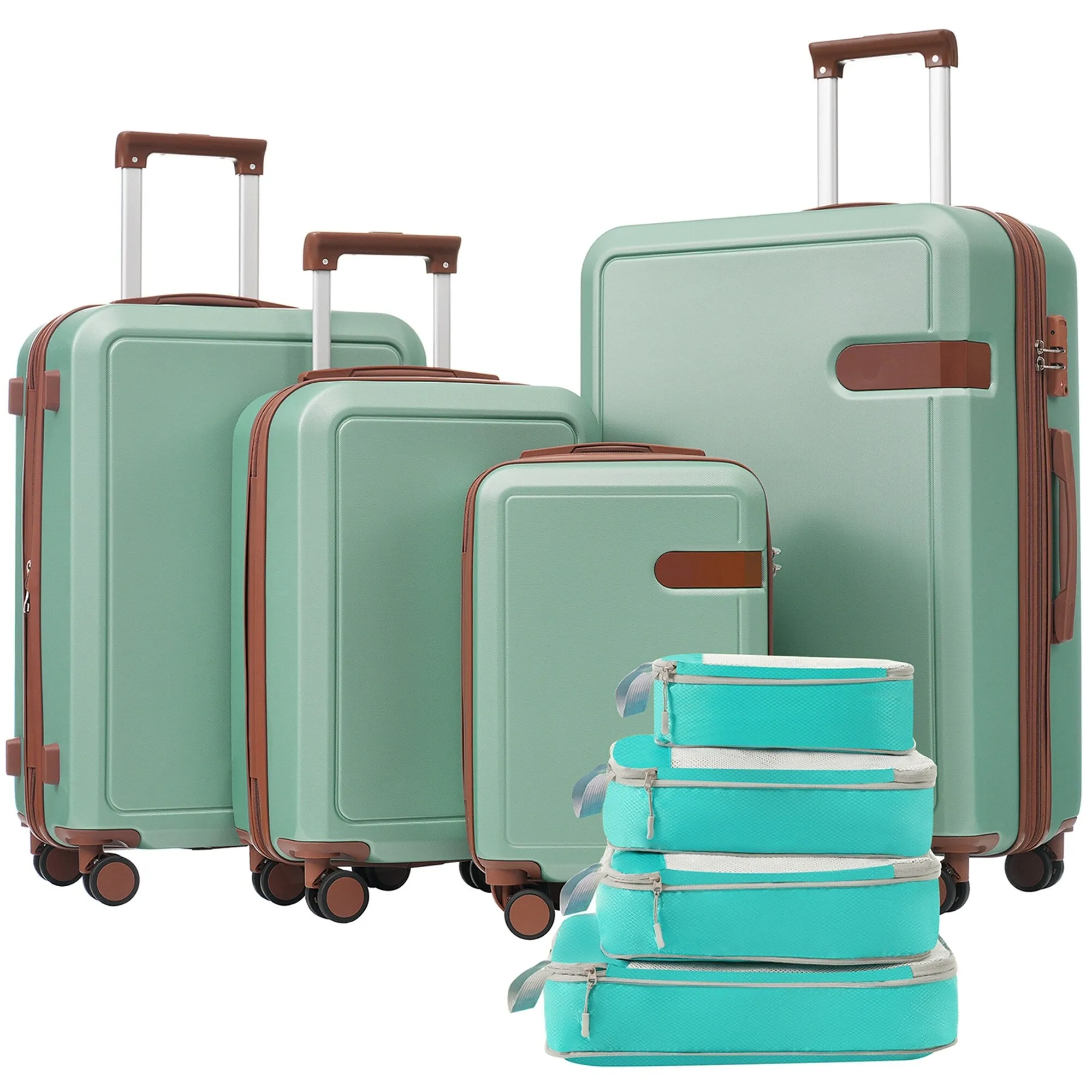 Lightweight Suitcase with Compression Packing Cubes and Spinner Wheels, 4 Piece Expandable Luggage Set with TSA Lock