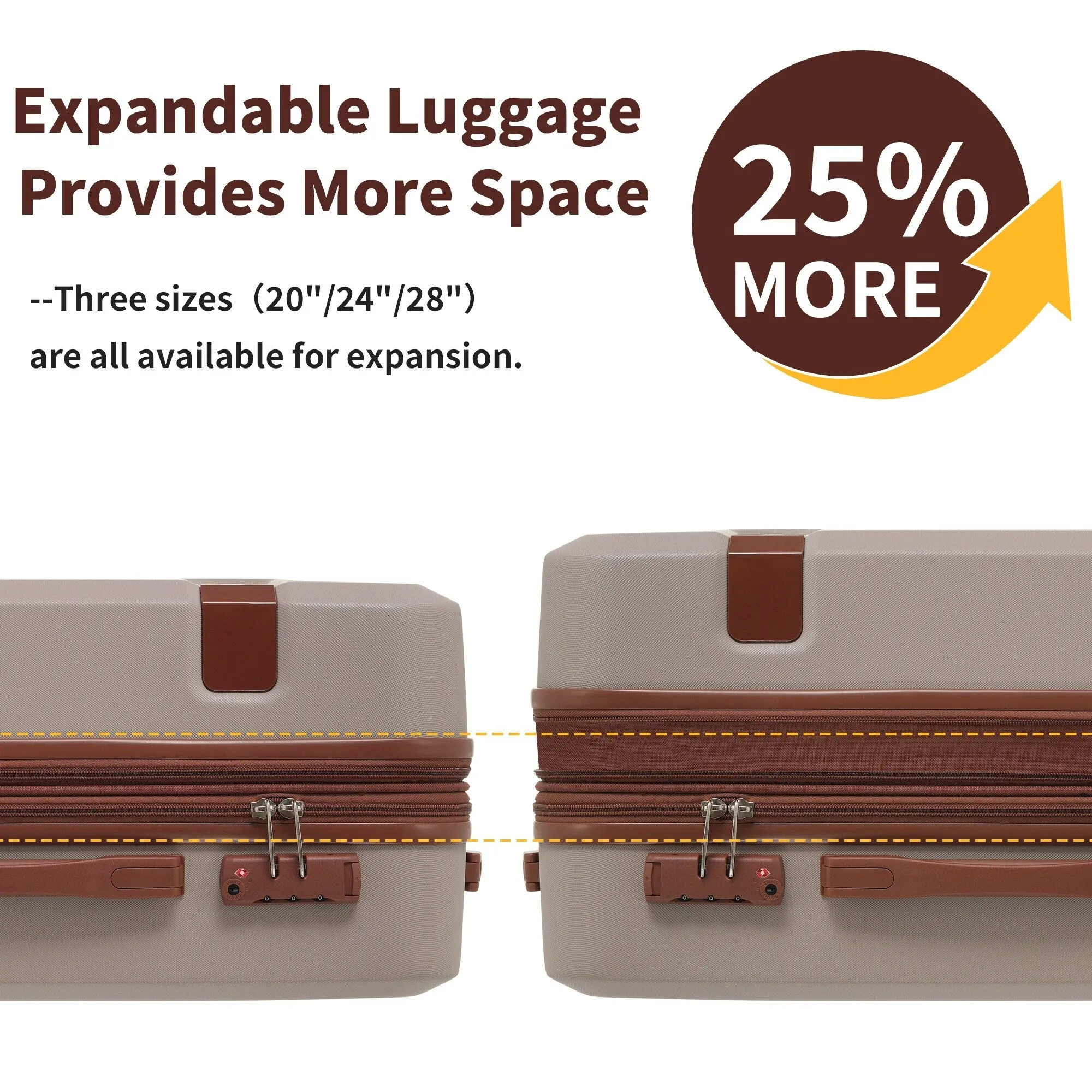 Lightweight Suitcase with Compression Packing Cubes and Spinner Wheels, 4 Piece Expandable Luggage Set with TSA Lock