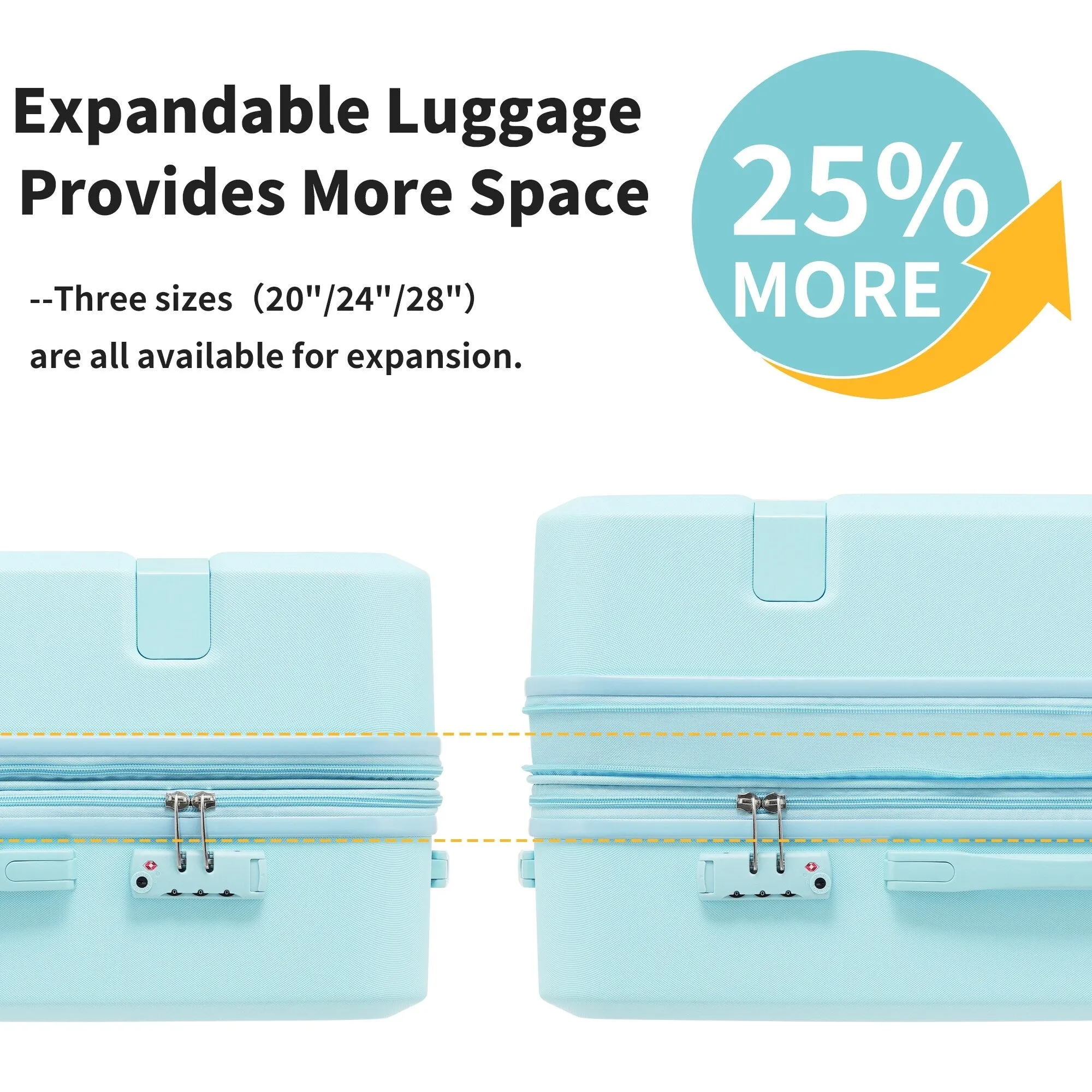 Lightweight Suitcase with Compression Packing Cubes and Spinner Wheels, 4 Piece Expandable Luggage Set with TSA Lock