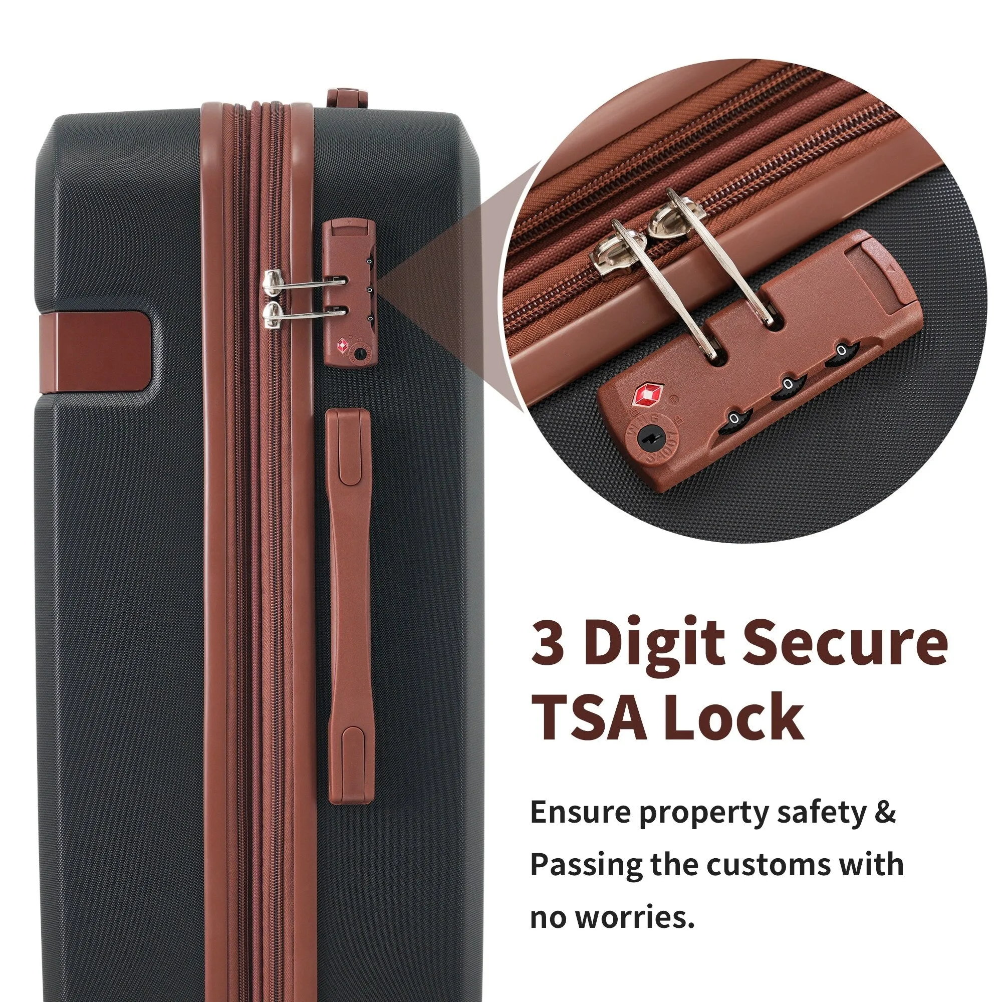 Lightweight Suitcase with Compression Packing Cubes and Spinner Wheels, 4 Piece Expandable Luggage Set with TSA Lock