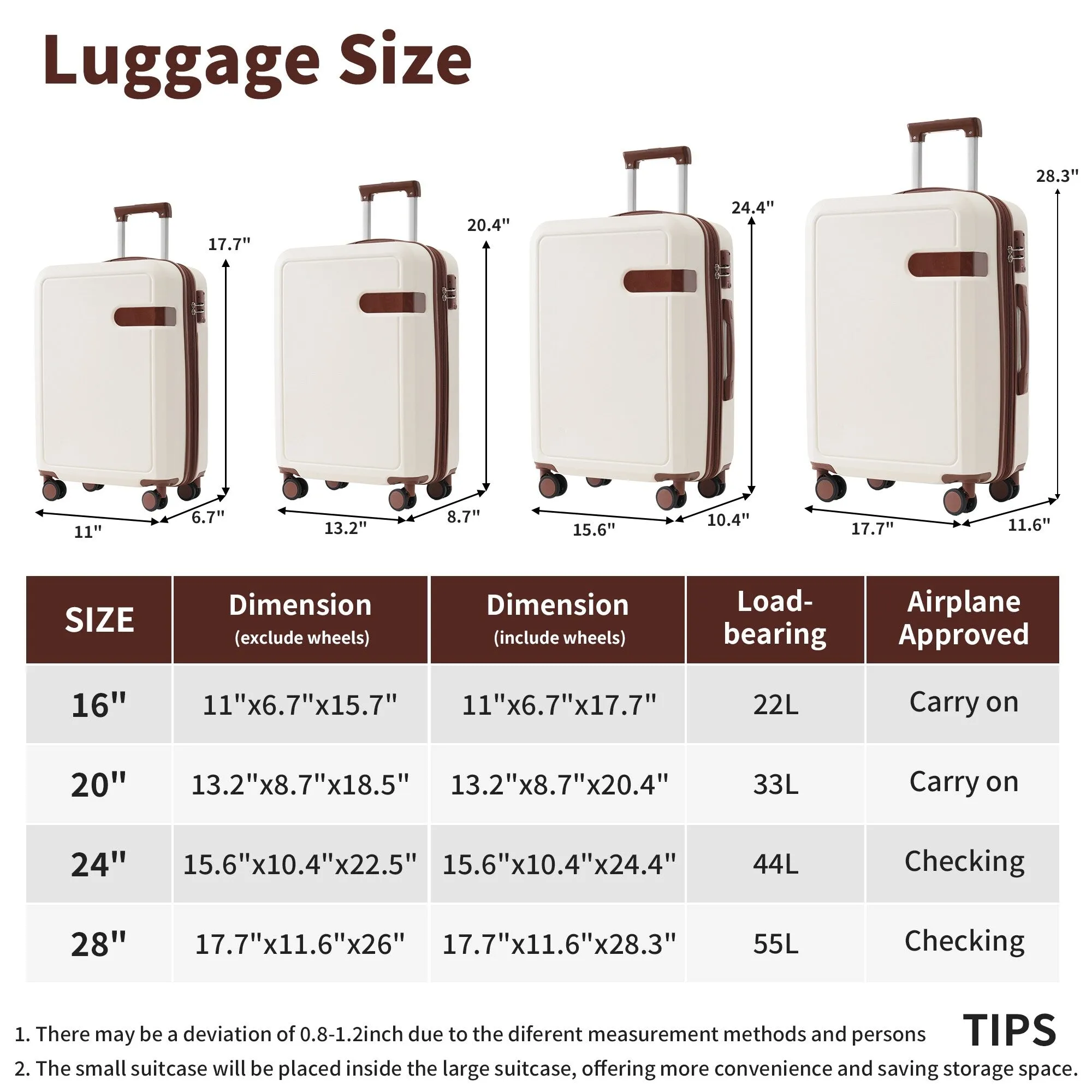 Lightweight Suitcase with Compression Packing Cubes and Spinner Wheels, 4 Piece Expandable Luggage Set with TSA Lock