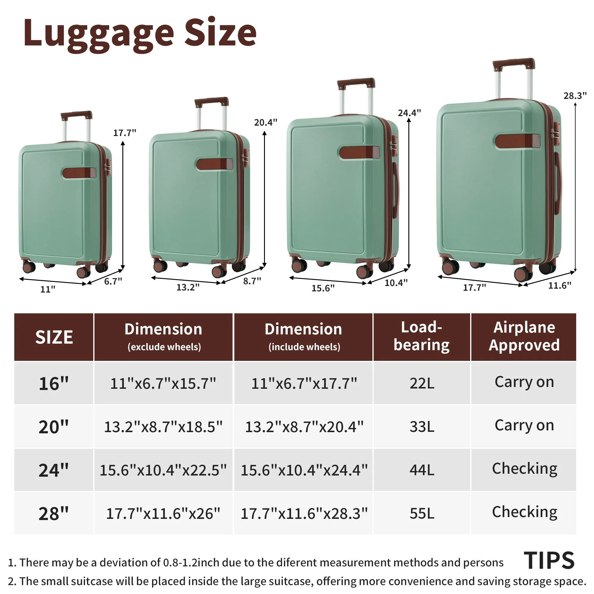 Lightweight Suitcase with Compression Packing Cubes and Spinner Wheels, 4 Piece Expandable Luggage Set with TSA Lock