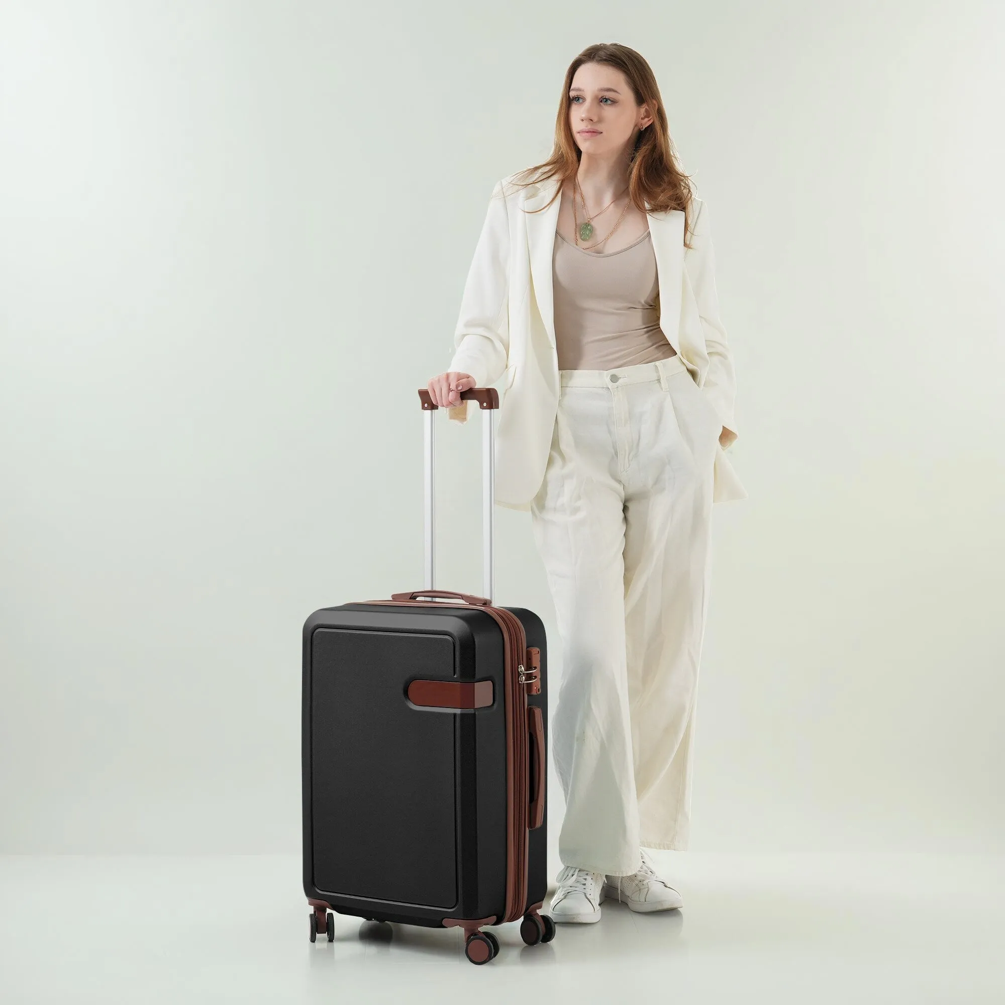 Lightweight Suitcase with Compression Packing Cubes and Spinner Wheels, 4 Piece Expandable Luggage Set with TSA Lock
