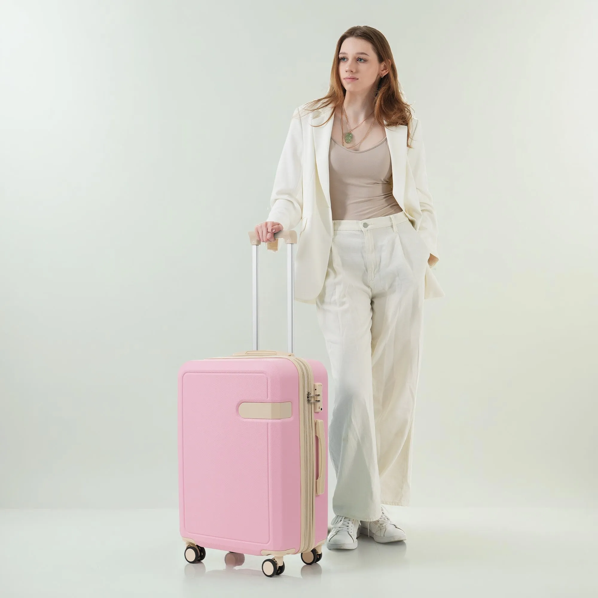 Lightweight Suitcase with Compression Packing Cubes and Spinner Wheels, 4 Piece Expandable Luggage Set with TSA Lock