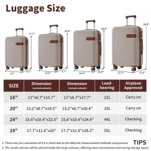 Lightweight Suitcase with Compression Packing Cubes and Spinner Wheels, 4 Piece Expandable Luggage Set with TSA Lock