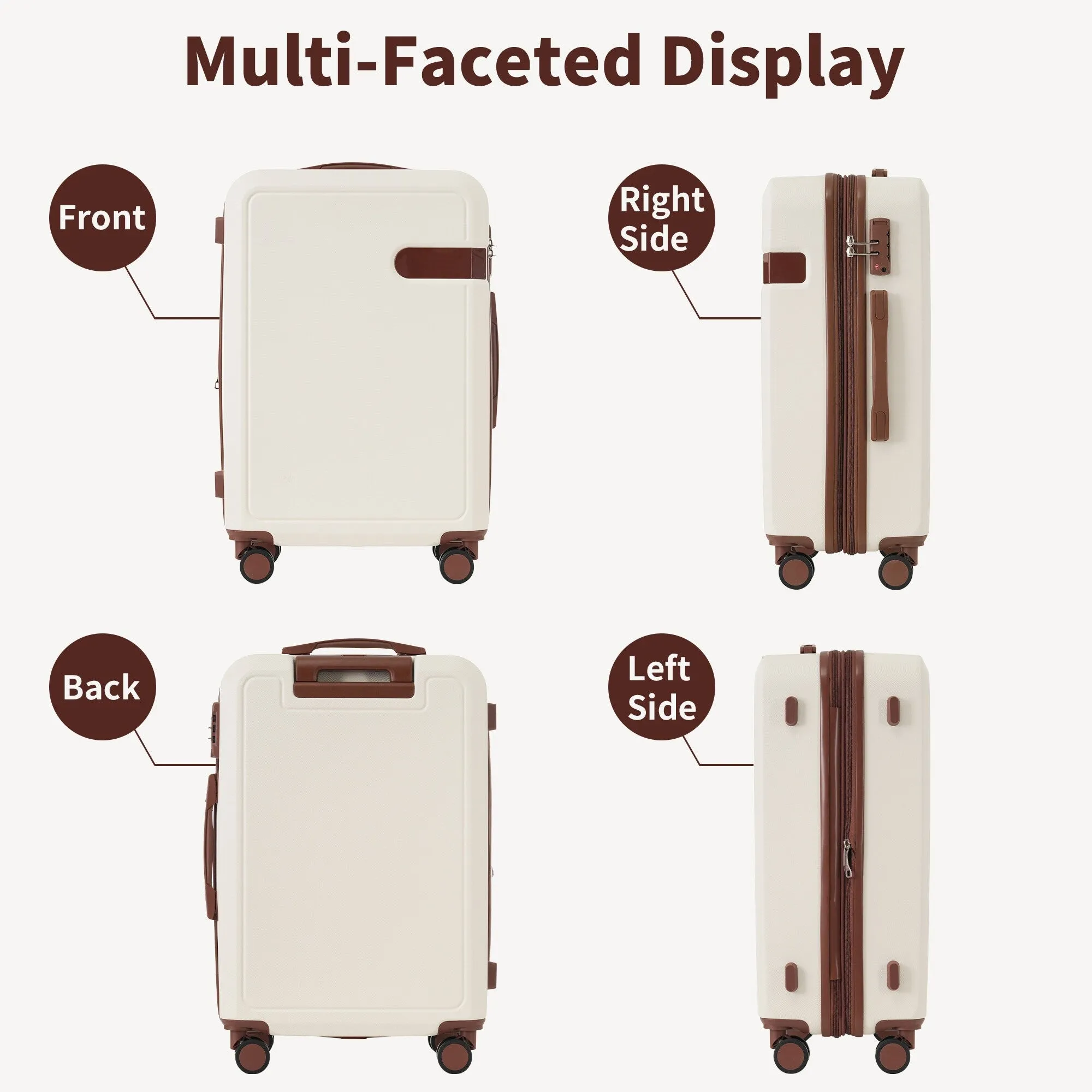 Lightweight Suitcase with Compression Packing Cubes and Spinner Wheels, 4 Piece Expandable Luggage Set with TSA Lock