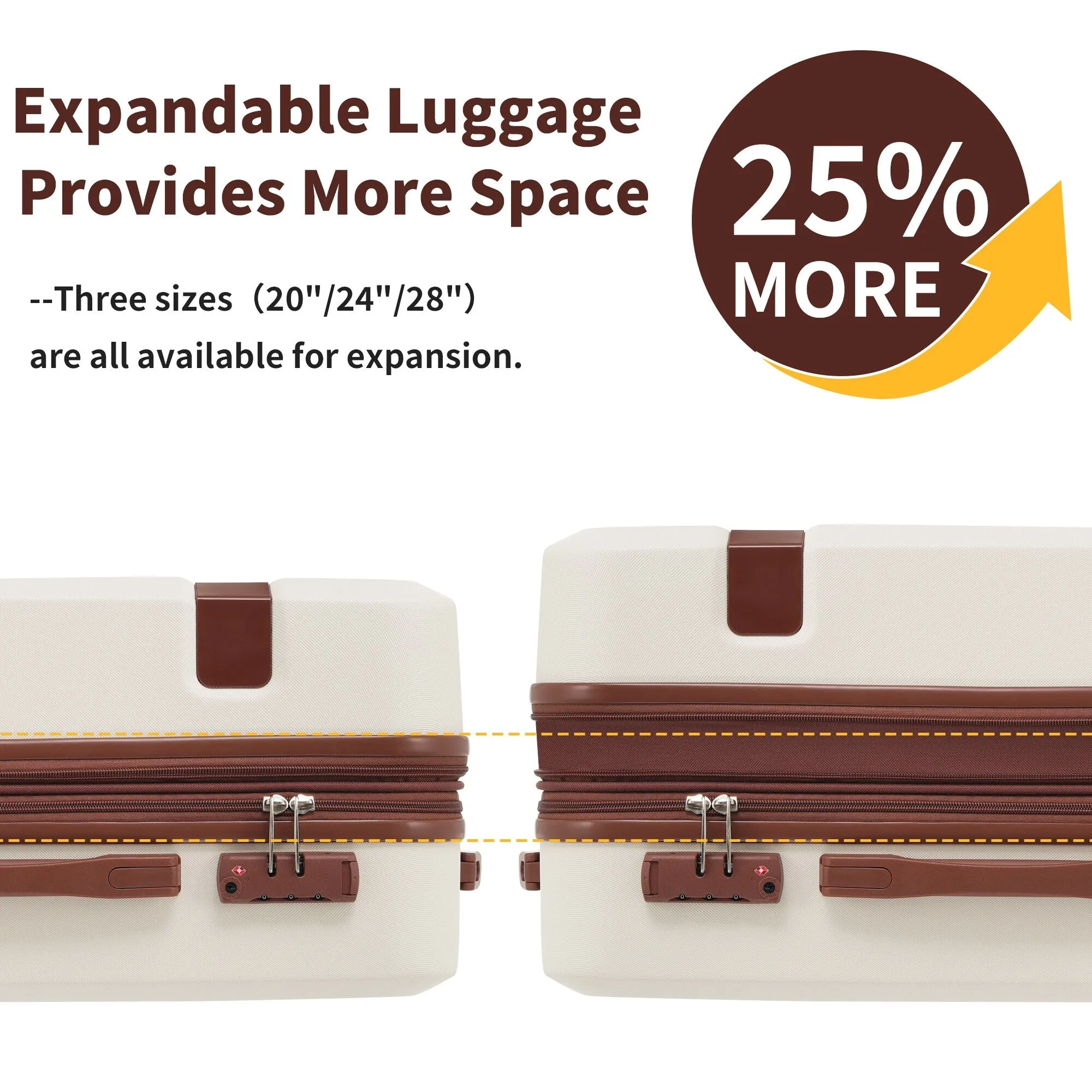Lightweight Suitcase with Compression Packing Cubes and Spinner Wheels, 4 Piece Expandable Luggage Set with TSA Lock