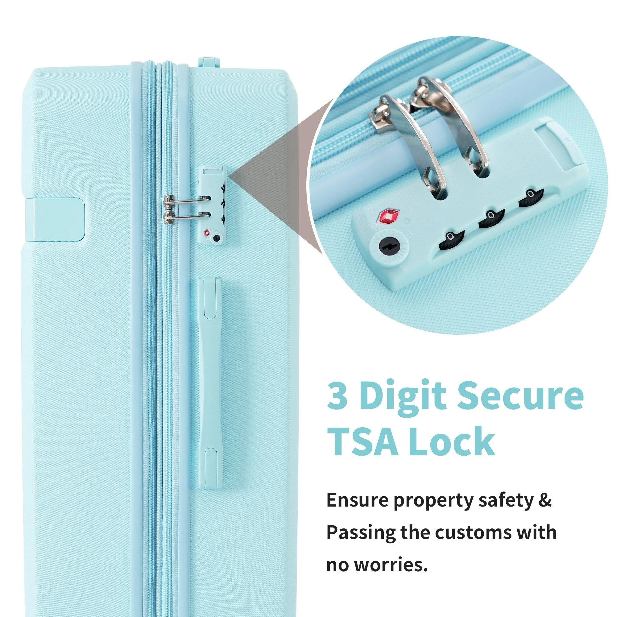 Lightweight Suitcase with Compression Packing Cubes and Spinner Wheels, 4 Piece Expandable Luggage Set with TSA Lock
