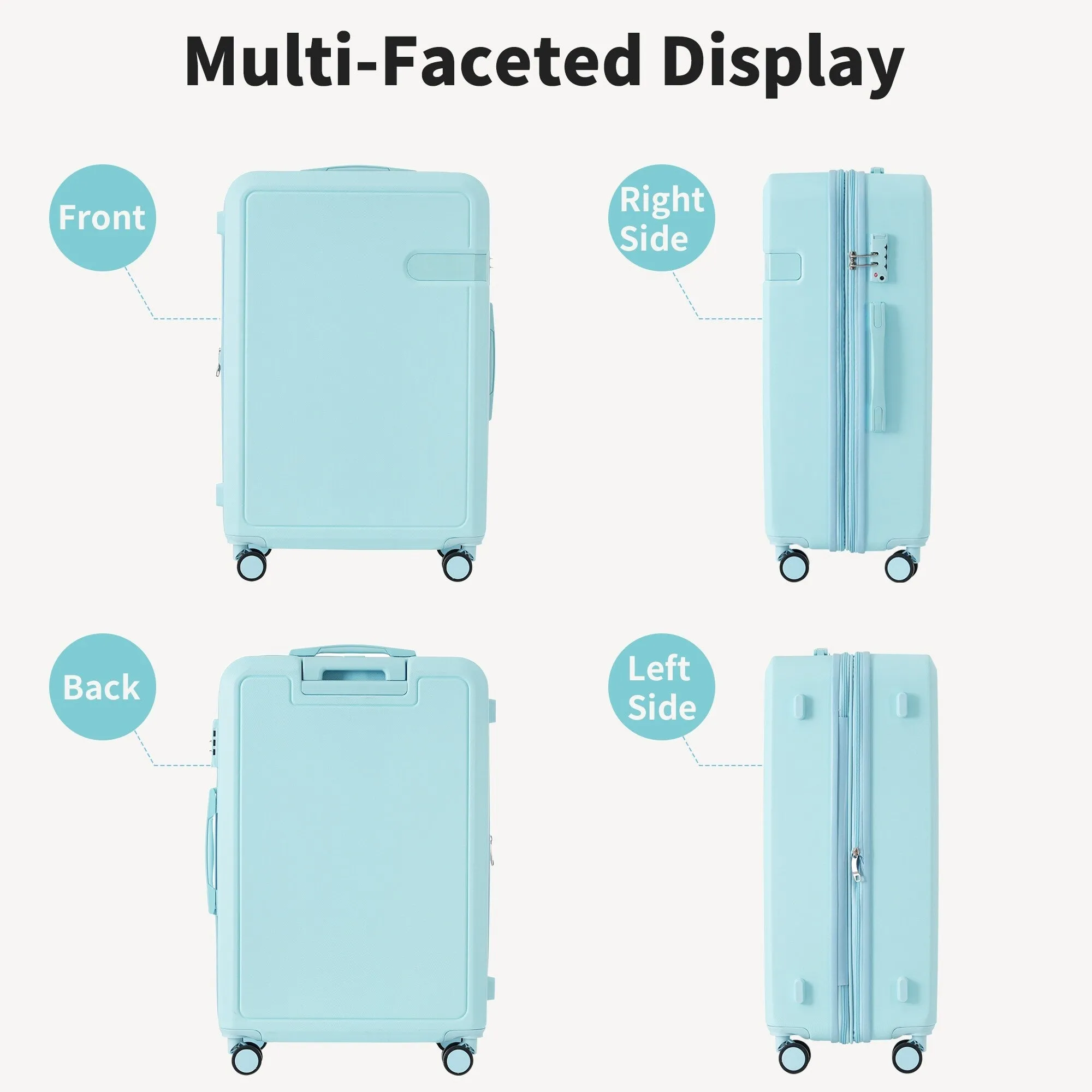 Lightweight Suitcase with Compression Packing Cubes and Spinner Wheels, 4 Piece Expandable Luggage Set with TSA Lock