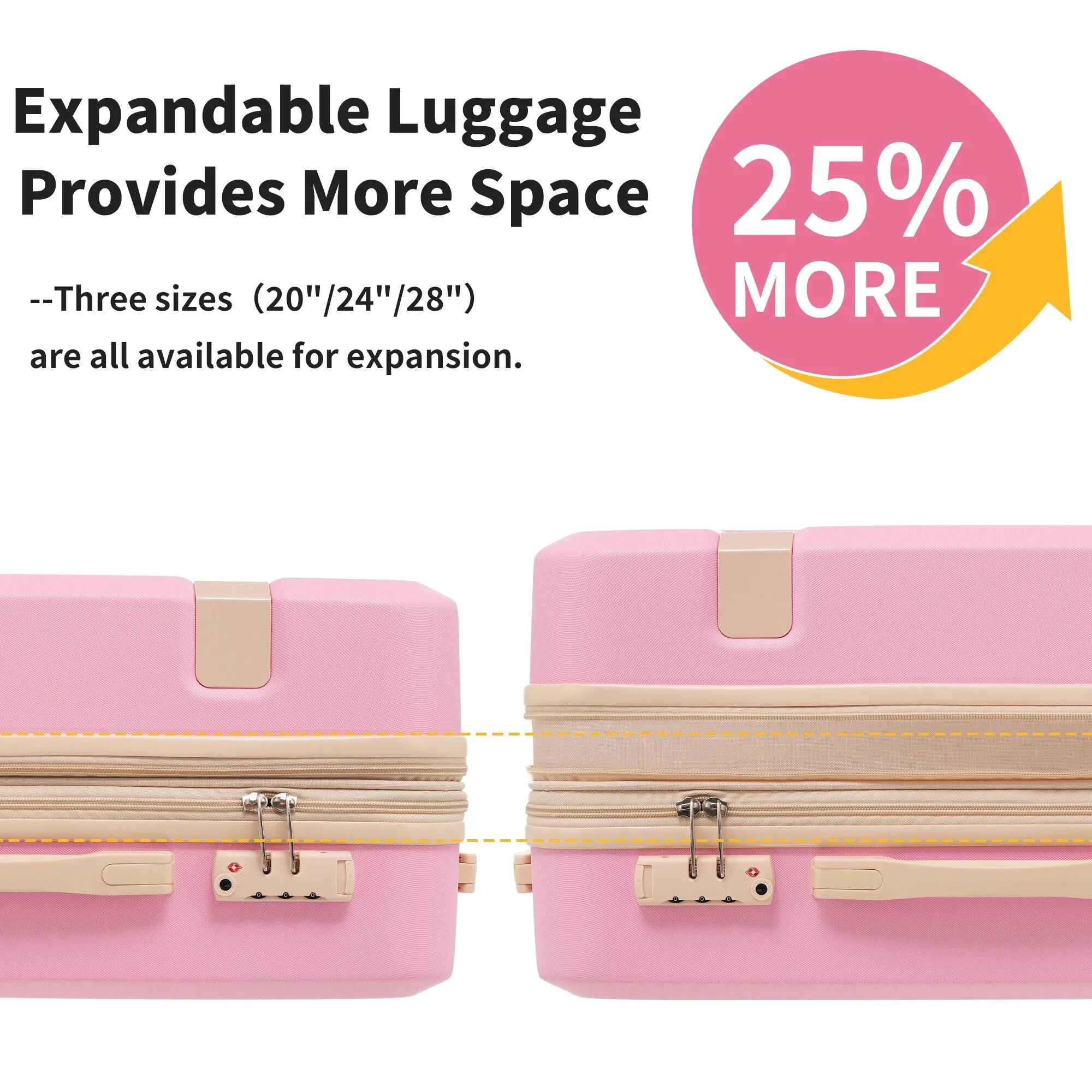 Lightweight Suitcase with Compression Packing Cubes and Spinner Wheels, 4 Piece Expandable Luggage Set with TSA Lock