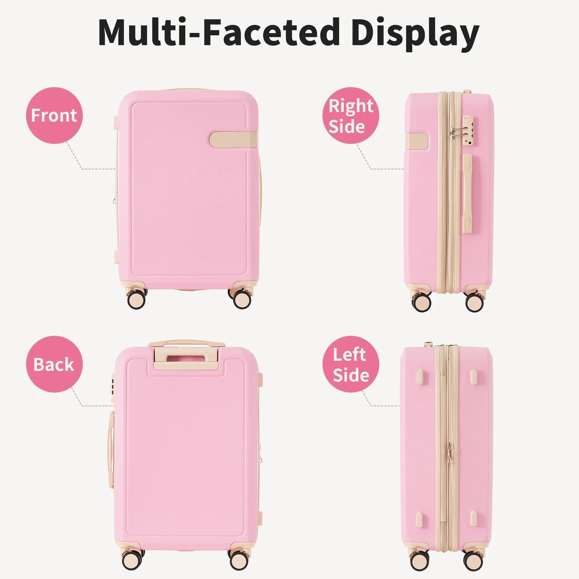 Lightweight Suitcase with Compression Packing Cubes and Spinner Wheels, 4 Piece Expandable Luggage Set with TSA Lock