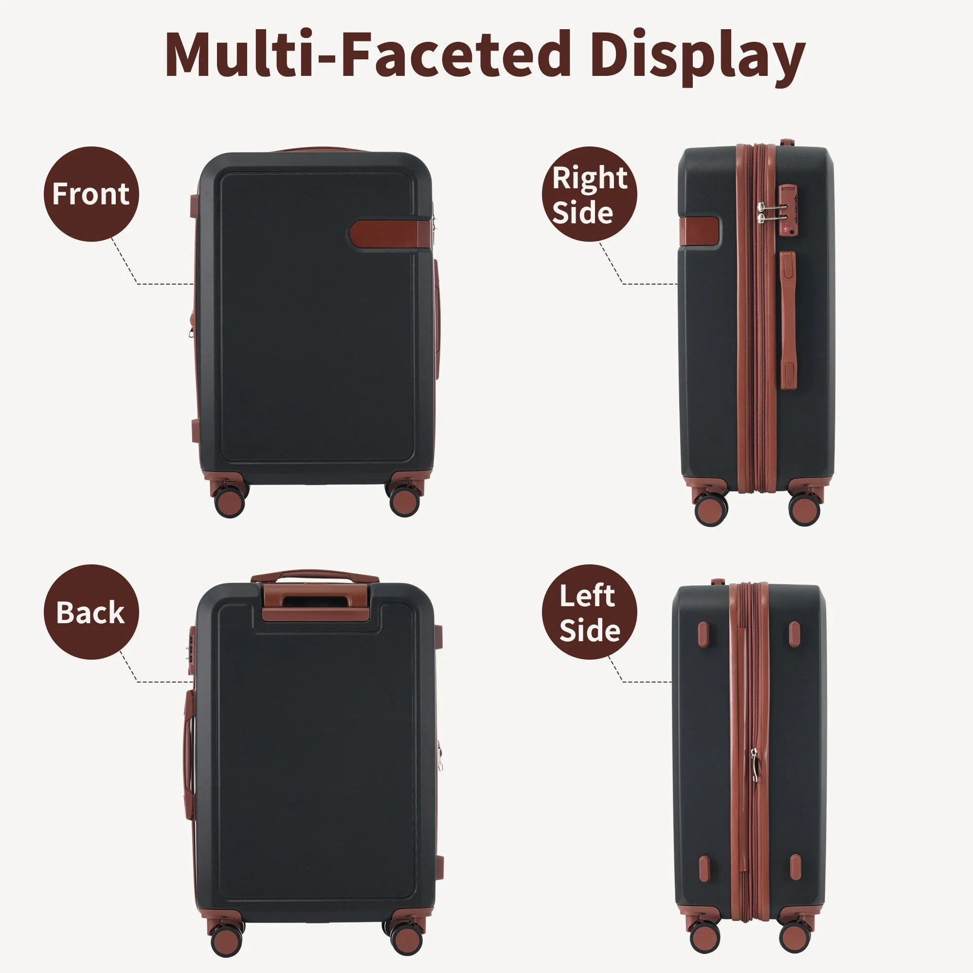Lightweight Suitcase with Compression Packing Cubes and Spinner Wheels, 4 Piece Expandable Luggage Set with TSA Lock
