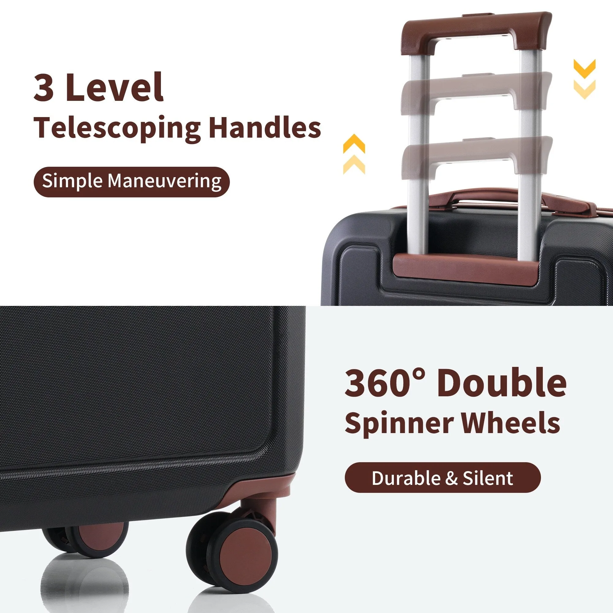 Lightweight Suitcase with Compression Packing Cubes and Spinner Wheels, 4 Piece Expandable Luggage Set with TSA Lock