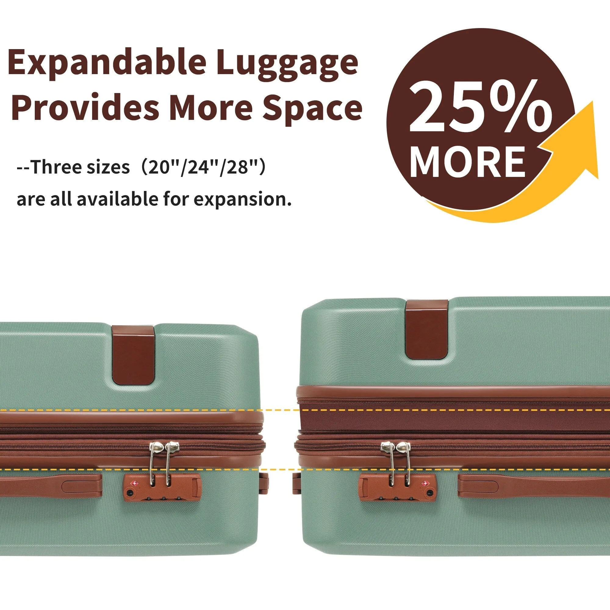 Lightweight Suitcase with Compression Packing Cubes and Spinner Wheels, 4 Piece Expandable Luggage Set with TSA Lock