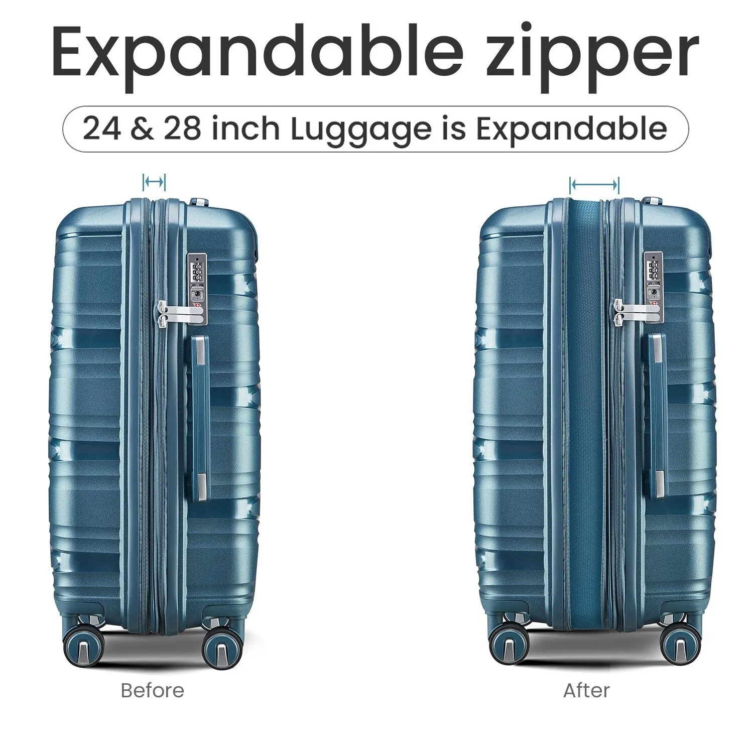 Luggage 4 Piece Sets(14/20/24/28), Hard Shell Lightweight TSA Lock Expandable Suitcase with Spinner Wheels Travel Set