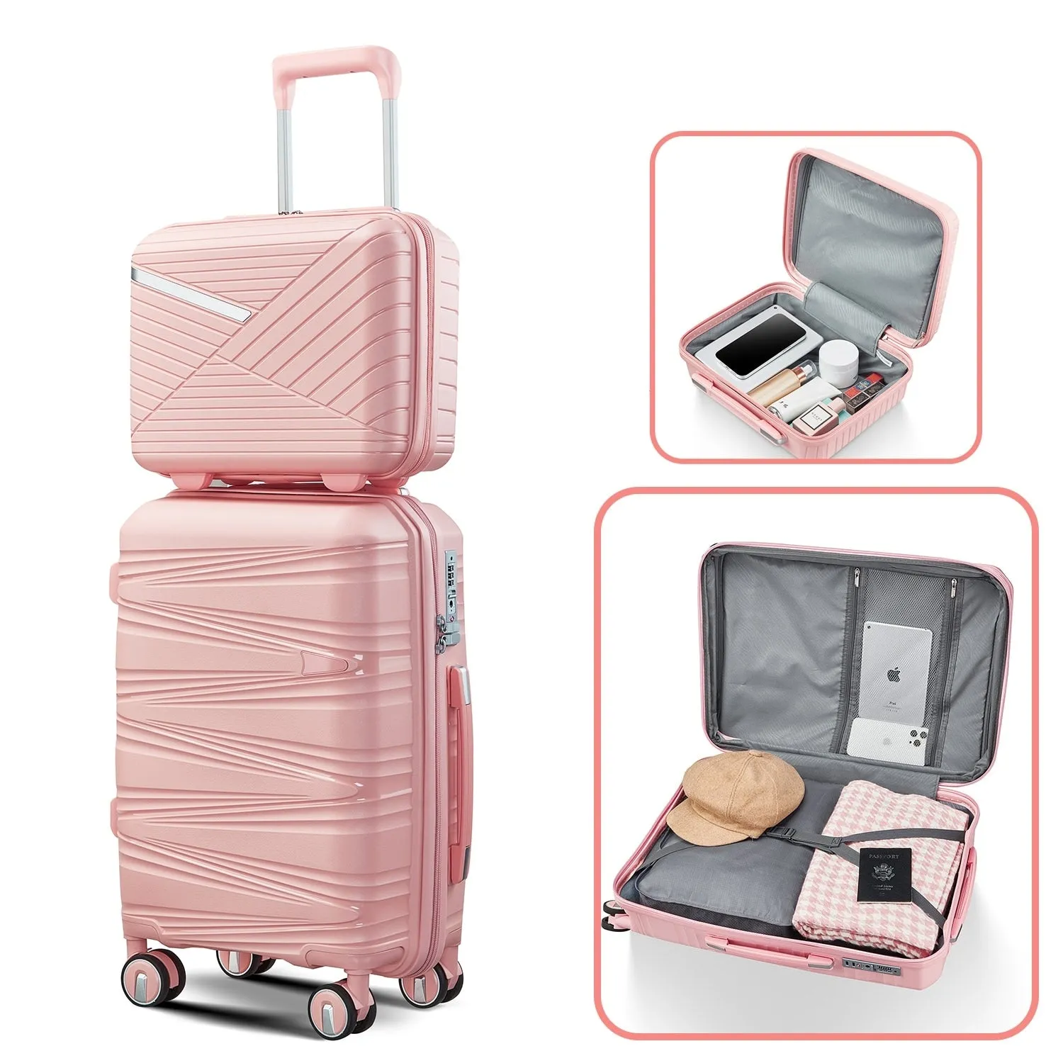 Luggage 4 Piece Sets(14/20/24/28), Hard Shell Lightweight TSA Lock Expandable Suitcase with Spinner Wheels Travel Set