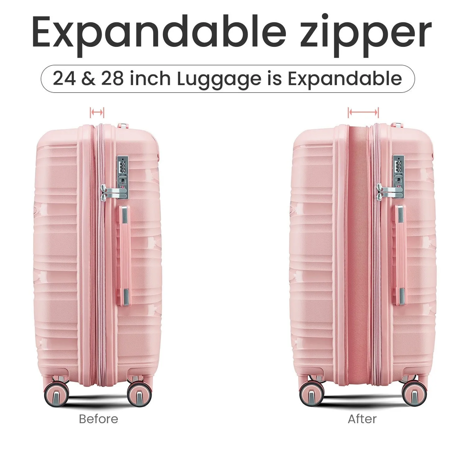 Luggage 4 Piece Sets(14/20/24/28), Hard Shell Lightweight TSA Lock Expandable Suitcase with Spinner Wheels Travel Set