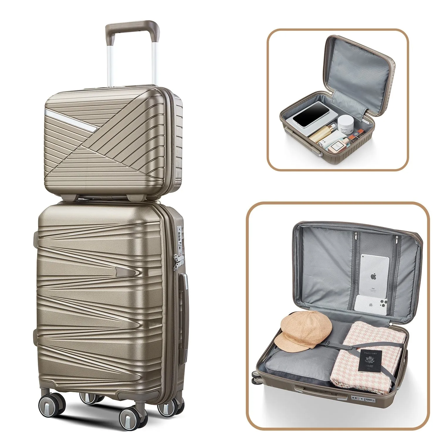 Luggage 4 Piece Sets(14/20/24/28), Hard Shell Lightweight TSA Lock Expandable Suitcase with Spinner Wheels Travel Set