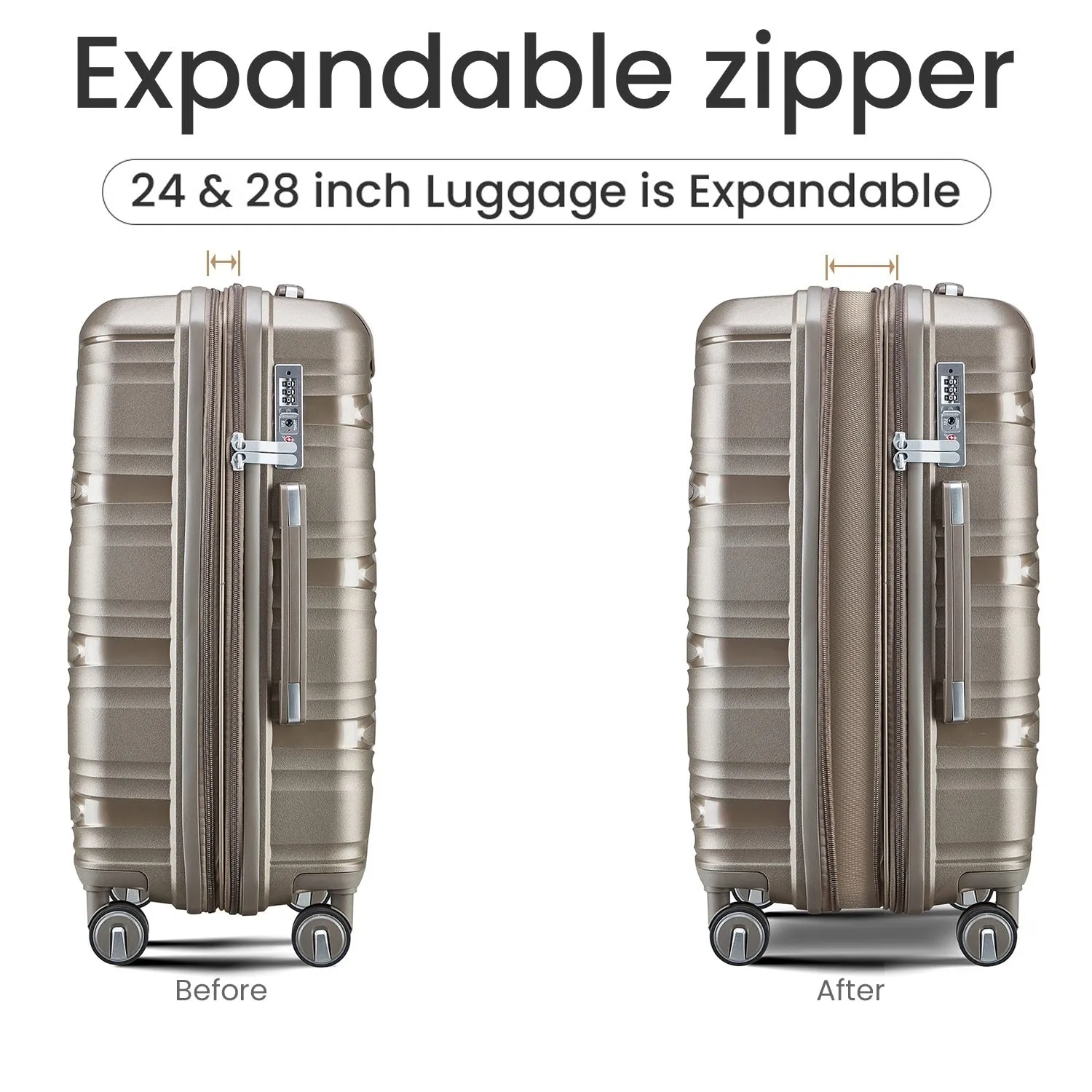 Luggage 4 Piece Sets(14/20/24/28), Hard Shell Lightweight TSA Lock Expandable Suitcase with Spinner Wheels Travel Set
