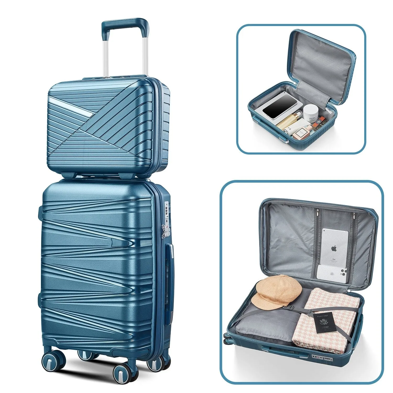 Luggage 4 Piece Sets(14/20/24/28), Hard Shell Lightweight TSA Lock Expandable Suitcase with Spinner Wheels Travel Set