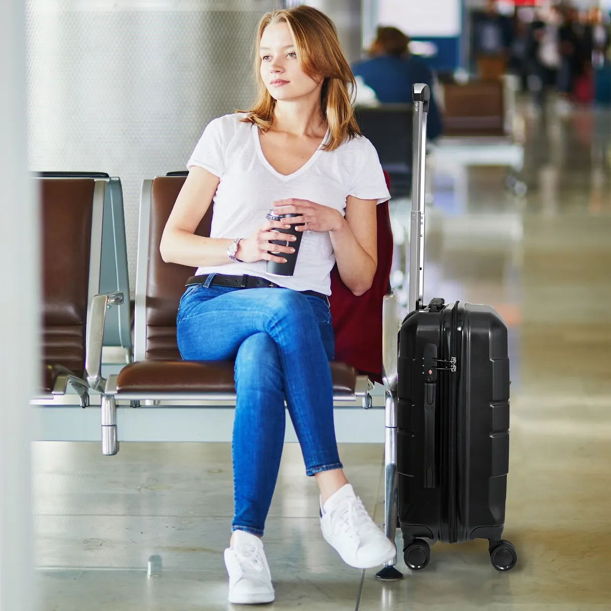 Luggage Expandable Suitcase, Hardcase PC ABS 3 Pieces Travel Luggage Set - as picture