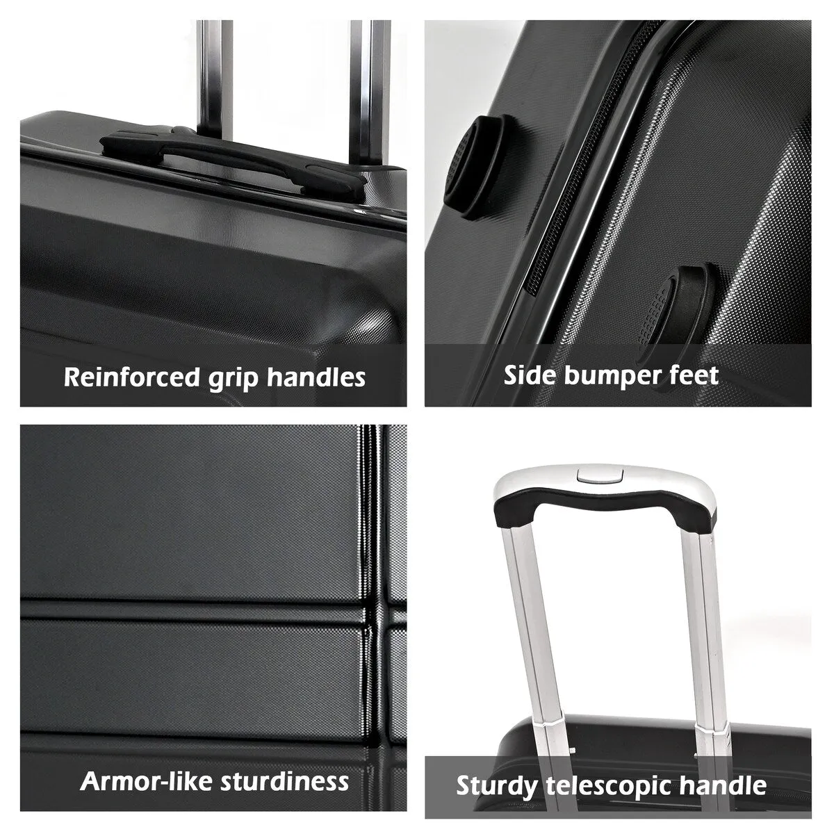Luggage Expandable Suitcase, Hardcase PC ABS 3 Pieces Travel Luggage Set - as picture