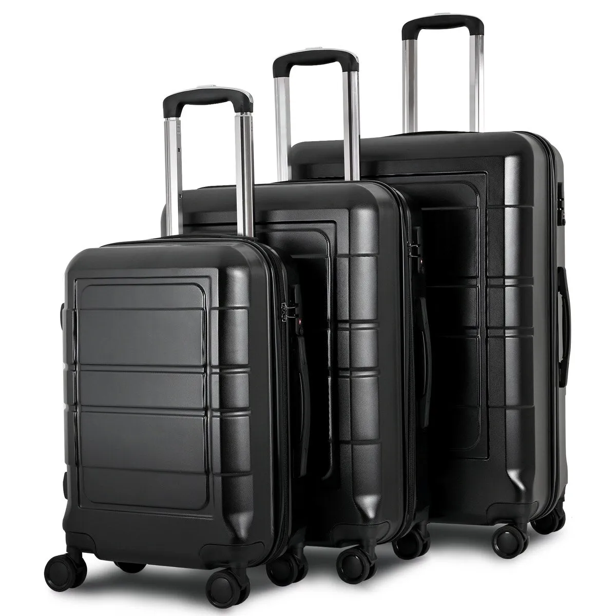 Luggage Expandable Suitcase, Hardcase PC ABS 3 Pieces Travel Luggage Set - as picture