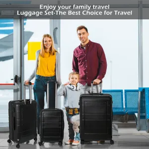 Luggage Expandable Suitcase, Hardcase PC ABS 3 Pieces Travel Luggage Set - as picture