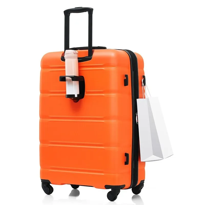 Luggage Set of 3, 20-inch with USB Port, Carry-on Trunk Sets with Cup Holder, Hard Shell Check-in Luggage with Spinner Wheels
