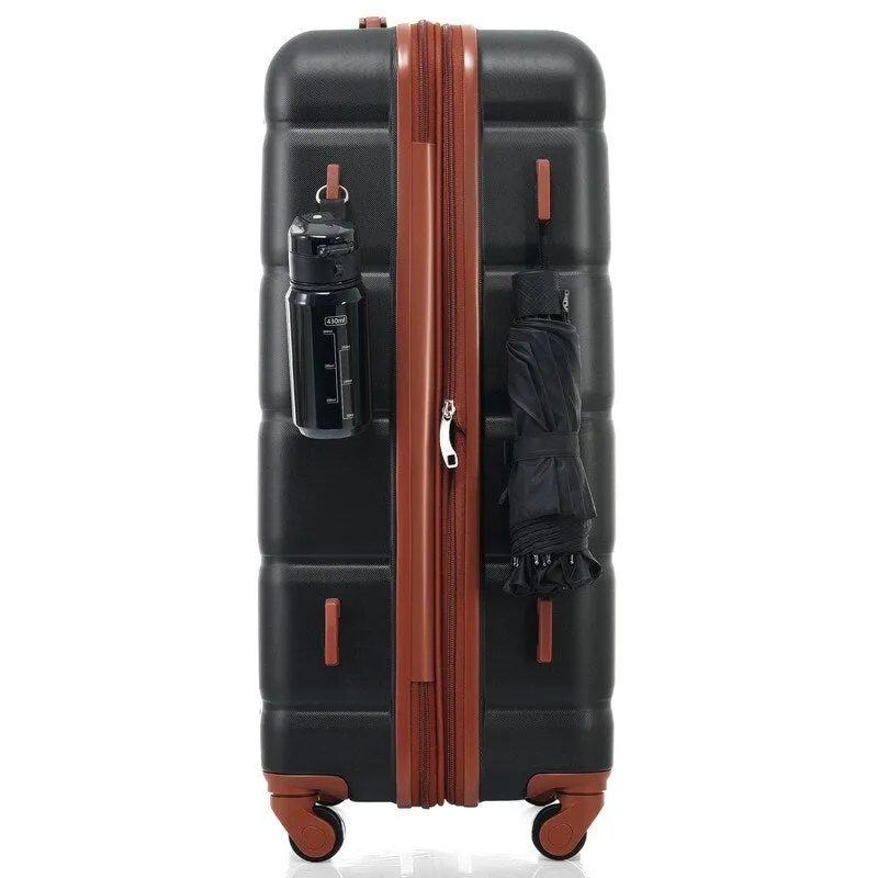 Luggage Set of 3, 20-inch with USB Port, Carry-on Trunk Sets with Cup Holder, Hard Shell Check-in Luggage with Spinner Wheels