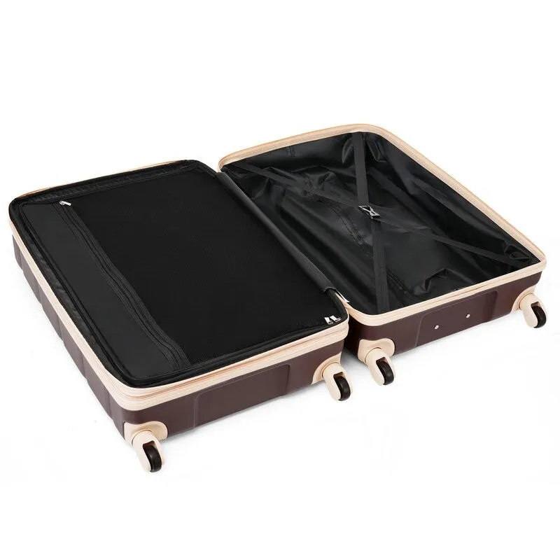 Luggage Set of 3, 20-inch with USB Port, Carry-on Trunk Sets with Cup Holder, Hard Shell Check-in Luggage with Spinner Wheels