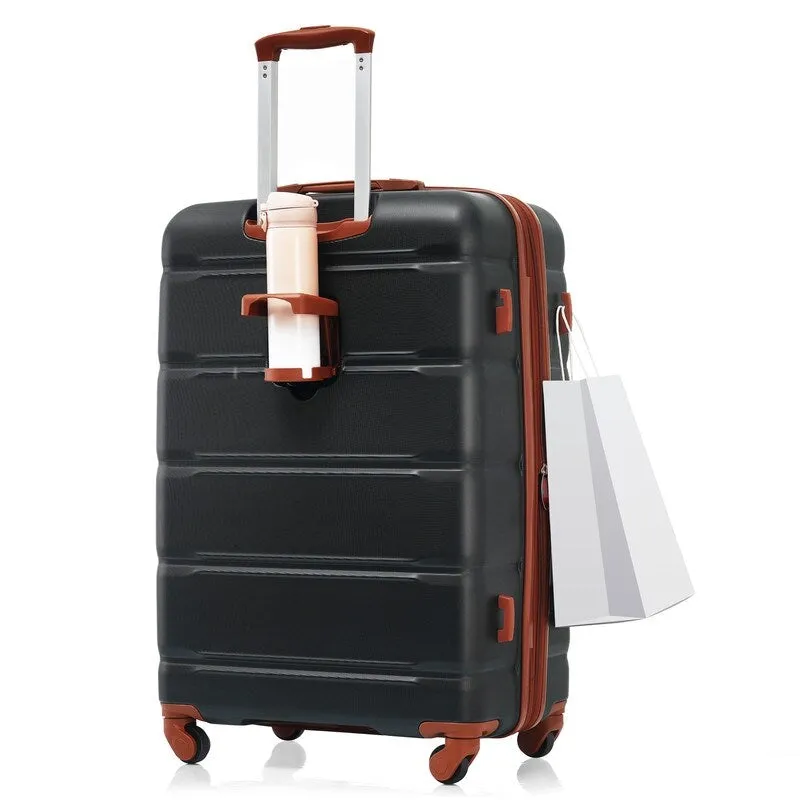 Luggage Set of 3, 20-inch with USB Port, Carry-on Trunk Sets with Cup Holder, Hard Shell Check-in Luggage with Spinner Wheels