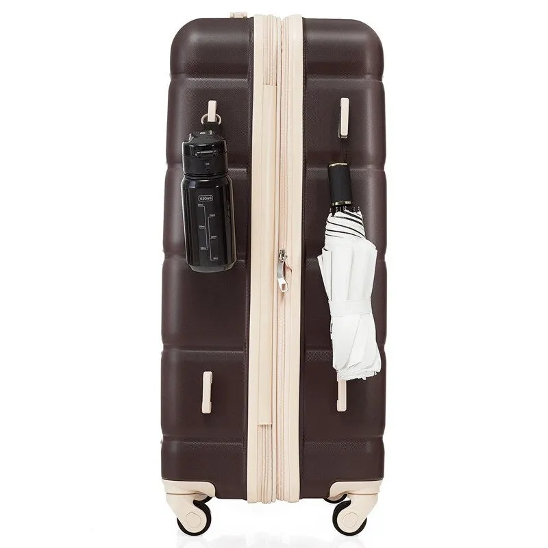 Luggage Set of 3, 20-inch with USB Port, Carry-on Trunk Sets with Cup Holder, Hard Shell Check-in Luggage with Spinner Wheels