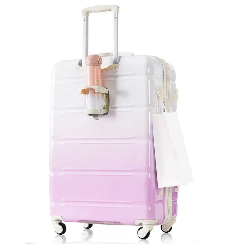 Luggage Set of 3, 20-inch with USB Port, Carry-on Trunk Sets with Cup Holder, Hard Shell Check-in Luggage with Spinner Wheels