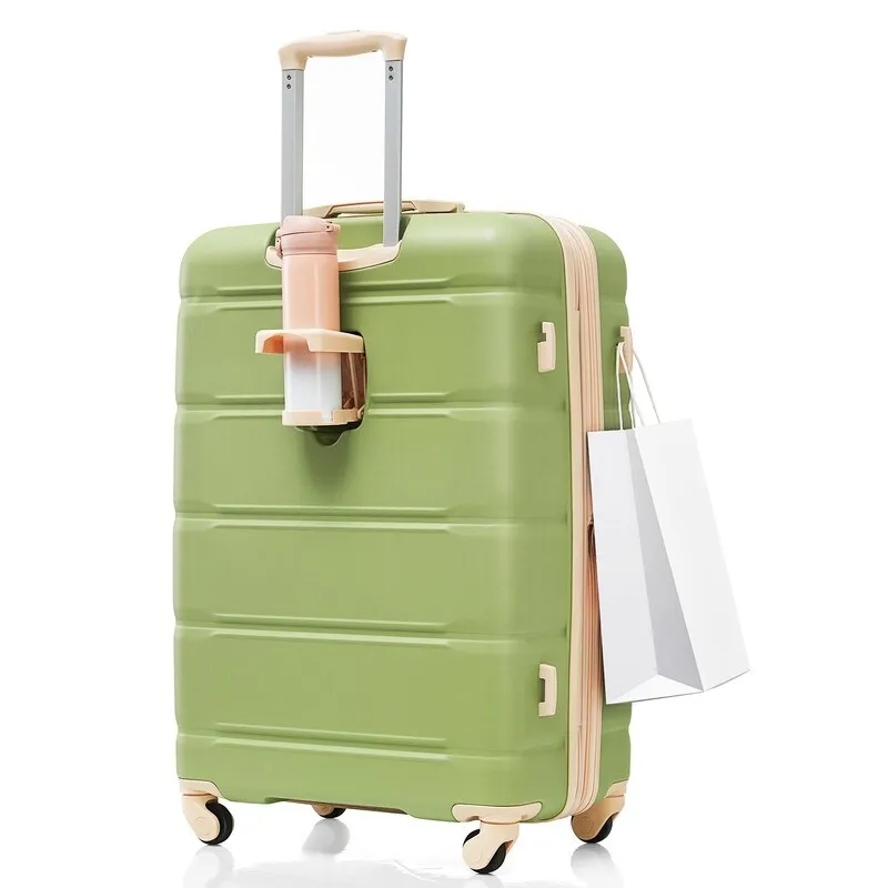 Luggage Set of 3, 20-inch with USB Port, Carry-on Trunk Sets with Cup Holder, Hard Shell Check-in Luggage with Spinner Wheels