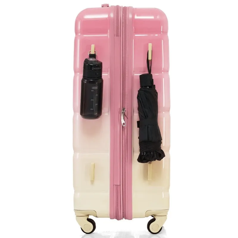 Luggage Set of 3, 20-inch with USB Port, Carry-on Trunk Sets with Cup Holder, Hard Shell Check-in Luggage with Spinner Wheels