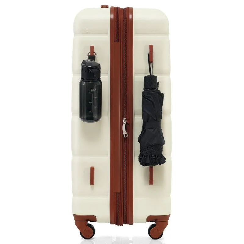 Luggage Set of 3, 20-inch with USB Port, Carry-on Trunk Sets with Cup Holder, Hard Shell Check-in Luggage with Spinner Wheels