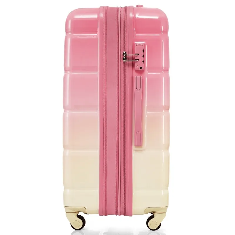 Luggage Set of 3, 20-inch with USB Port, Carry-on Trunk Sets with Cup Holder, Hard Shell Check-in Luggage with Spinner Wheels